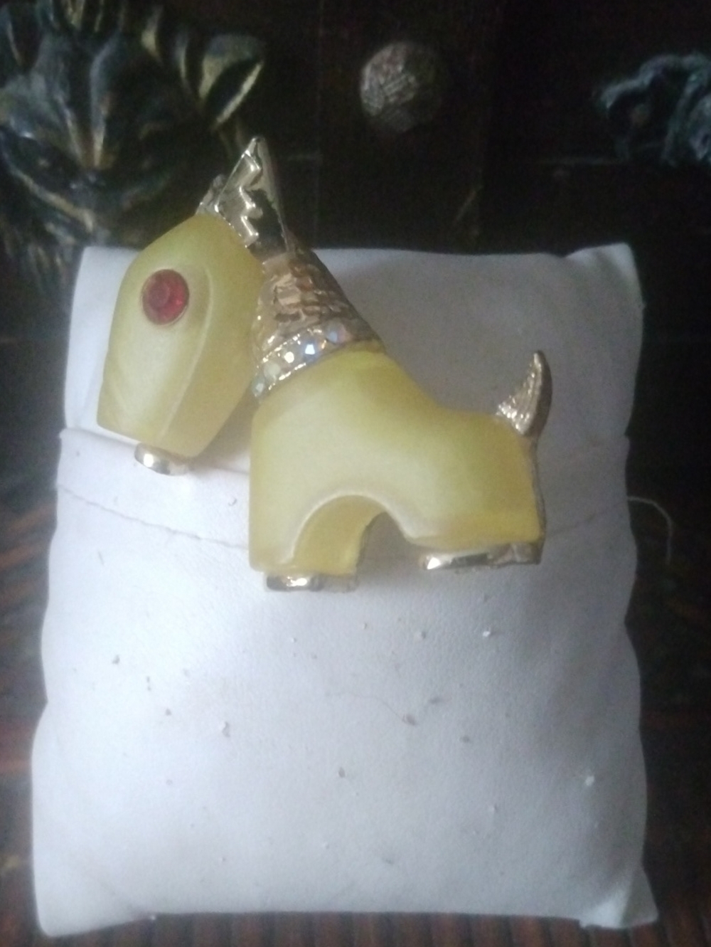 Hattie Carnegie Dog Figurine Accent with Gold Trim